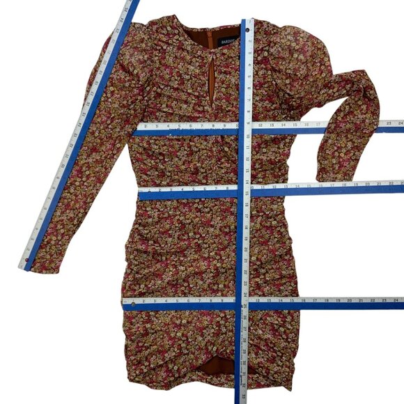 Bardot Revolve Ruched Ditsy Floral Mini Dress S Ditsy Floral - Picture 5 of 12